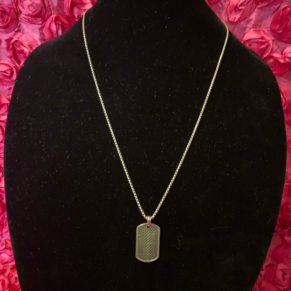 Degs & sal Sterling Silver Dotted Dog Tag Necklace